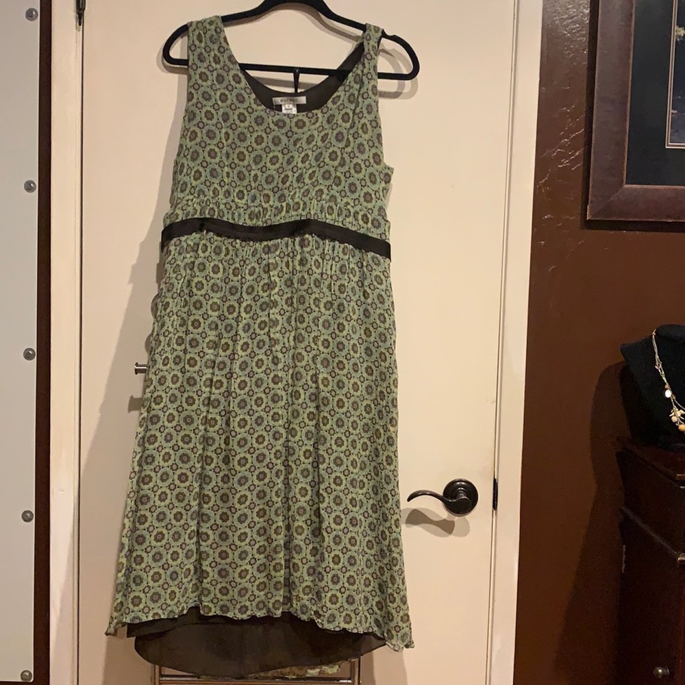 Green and brown flowy dress